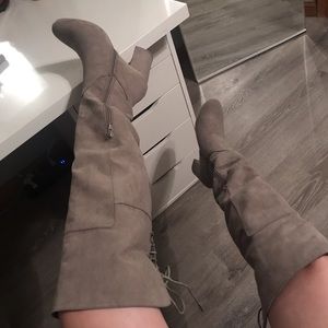 Thigh High Grey Boots